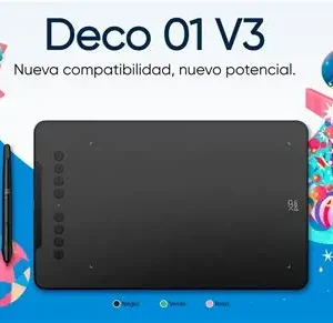 XP-Pen Deco 01 V3 – 10×6.25" Graphics Tablet | 8192 Pressure Levels | 60° Tilt Support | 5080 LPI Resolution | 220 RPS Report Rate