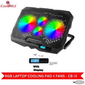 Coolbell Cb18 With Led Display Laptop Cooler, 4 Fans