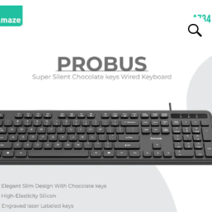 Amaze A734 Probus Super Silent Chocolate Keys USB Wired Keyboard