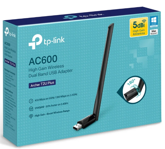 Tplink AC600 High Gain Wireless USB Adapter Archer T2U Plus